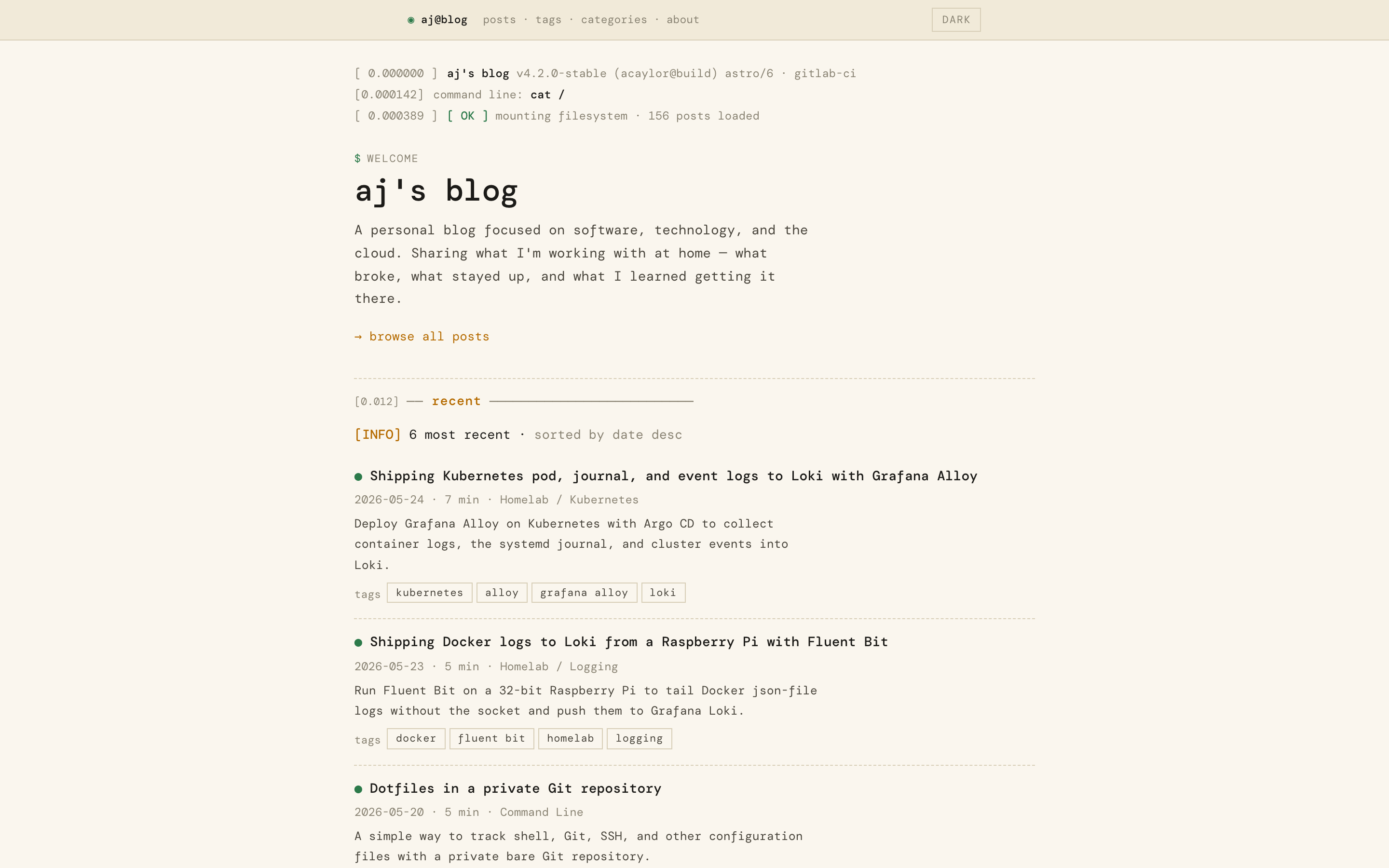 Home page in light theme on desktop