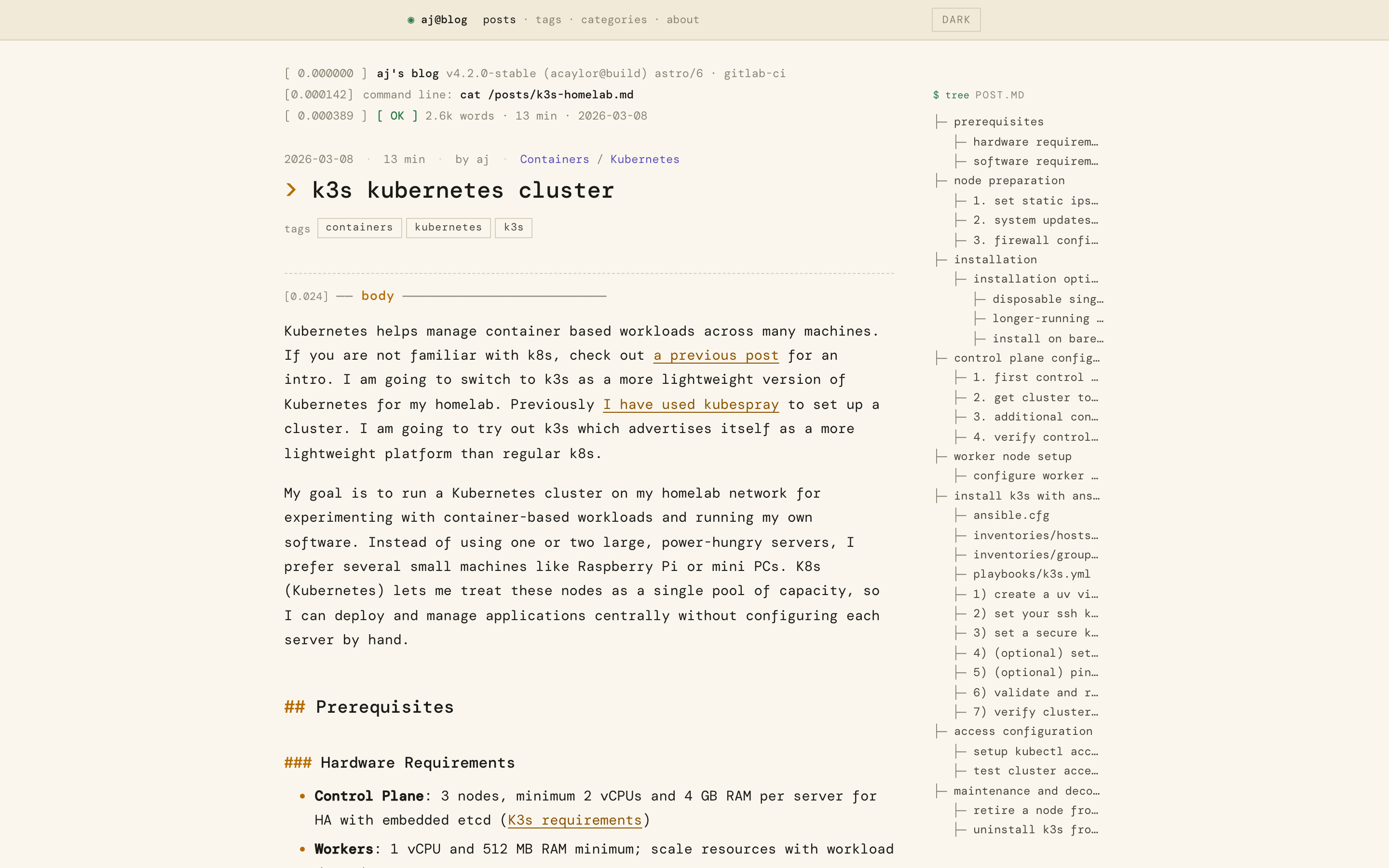Post page in light theme on desktop